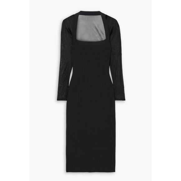 Ralph Lauren Collection Purple Label Chiffon paneled stretch knit midi dress $3k - Picture 4 of 13